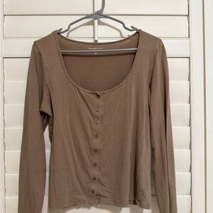Abercrombie & Fitch Tan Button-Down Women's Top